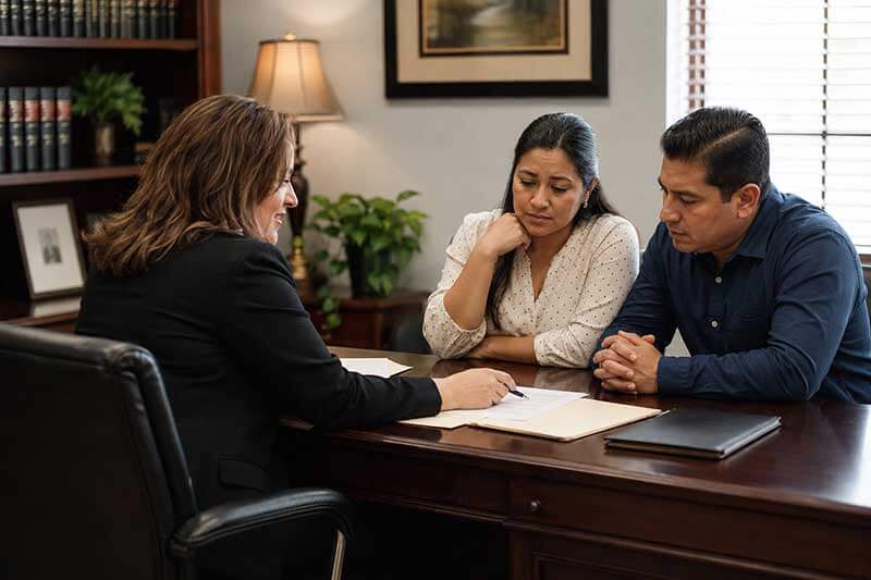 consultation between an attorney and clients about the so-called 10-year Green Card myth