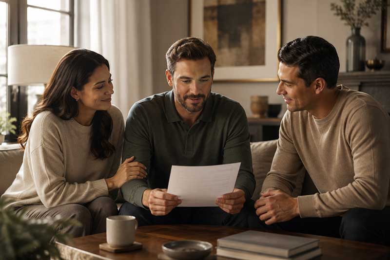 couple reviewing a good faith marriage letter for immigration