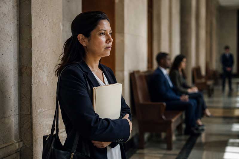 Immigrant waiting for an immigration hearing with documentation