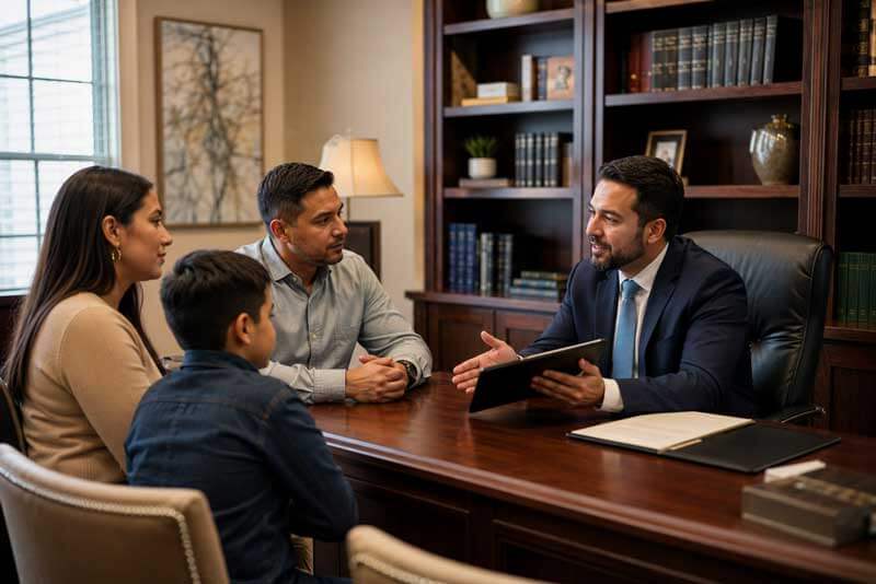 attorney discussing TPS with a Venezuelan family
